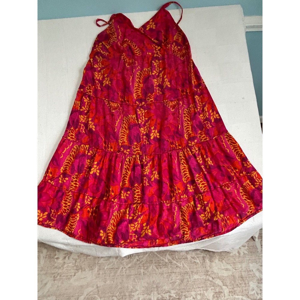 Avenue Pink Orange BoHo Gypsy hippie Cotton Tiered Maxi Dress Plus Size 30/32